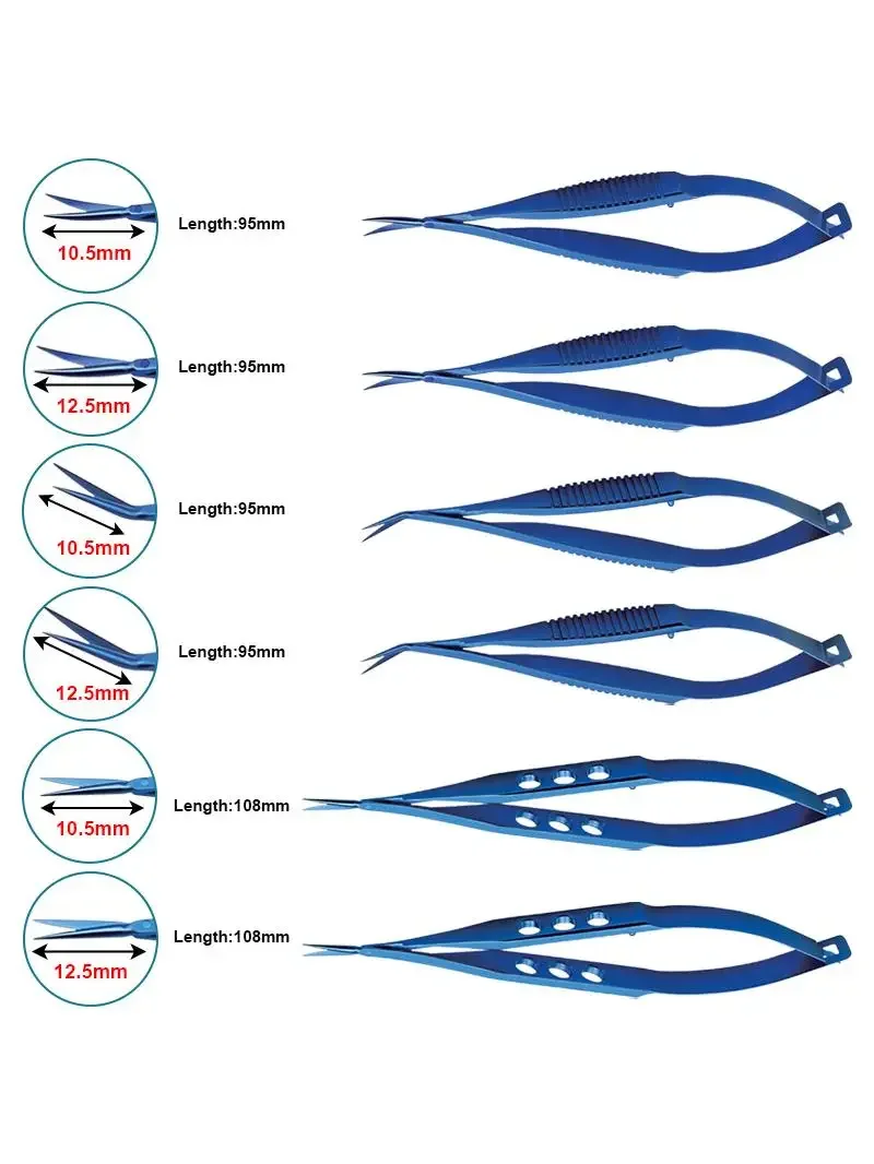 Ciseaux de capsulotomie Vannas en titane, ciseaux à Angle droit et incurvé, outil chirurgical pour les yeux, Instrument ophtalmique