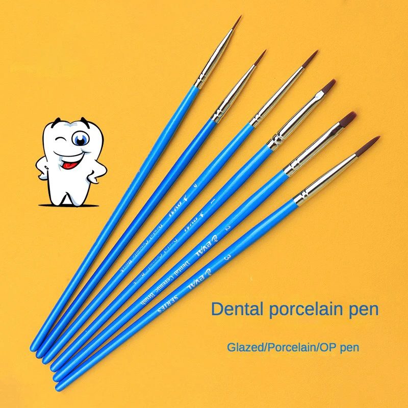 6 Pcs Nylon hair Dental Pen Denture Mechanic Upper Porcelain Pen Dental OP Pen Porcelain Pen Glazed Pen Extremely Fine Brush Art