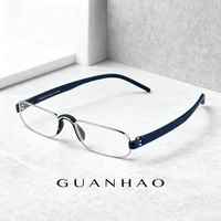 Guanhao gafas de lectura ópticas transparentes hombre claro mujeres presbicia hipermetropía gafas de lectura marco aleación ultraligero vista HD