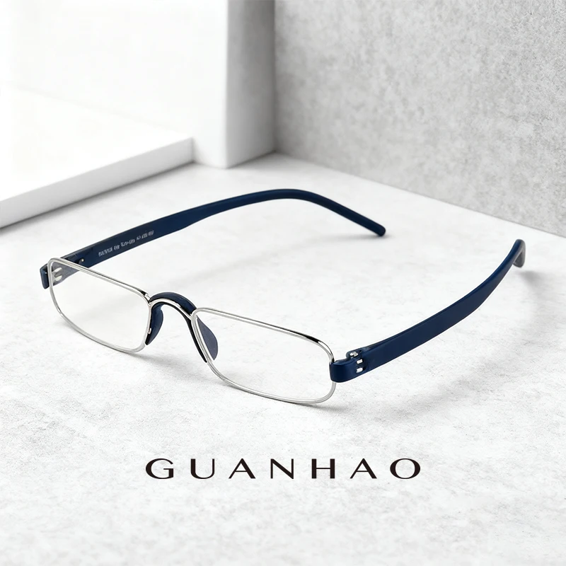 Guanhao Transparent Optical Men Reading Glasses Clear Women Presbyopia Hyperopia Reading Glasses Frame Alloy Ultralight HD View