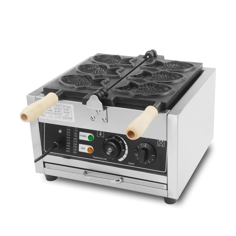 Commercial 3 pcs electric close mouth ice cream taiyaki machine fish shape waffle maker machine cake oven