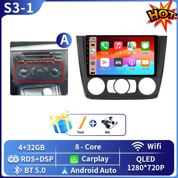 Android 16 Autoradio Voor BMW 1 Serie E81 E82 E87 E88 OP 2004-2011 GPS DSP Carplay Multimedia speler Serero Auto 4G Wifi DVD