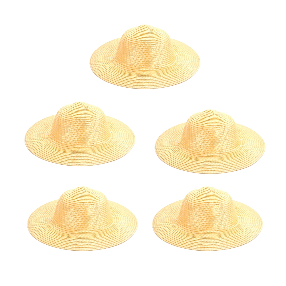 어린이를위한 5 Pcs 드로잉 밀짚 모자 그림 모자 Diy 해변 낙서 여름 나만의 나무