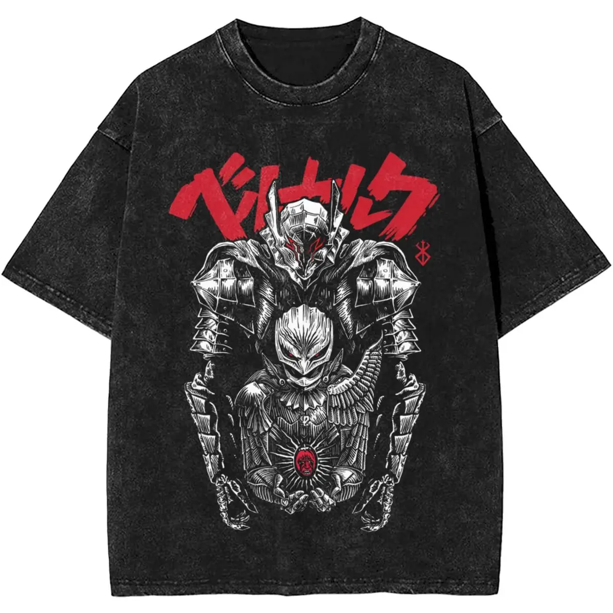 Manga Berserk Anime Washed T Shirts Streetwear Hip Hop Novelty T-Shirt Tees Tops Men Women 100% Cotton Oversize