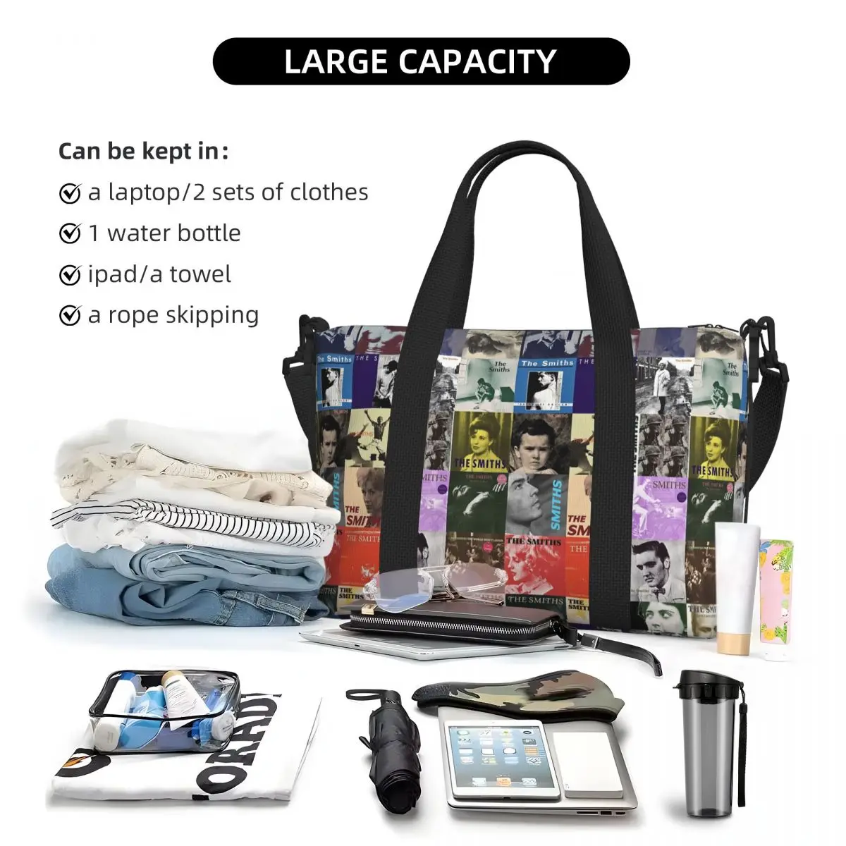 جميع ألبوم The Smiths Music Band حقيبة سفر للشاطئ ذات سعة كبيرة لصالة الألعاب الرياضية والنساء حقيبة كتف واق من المطر للتسوق #5