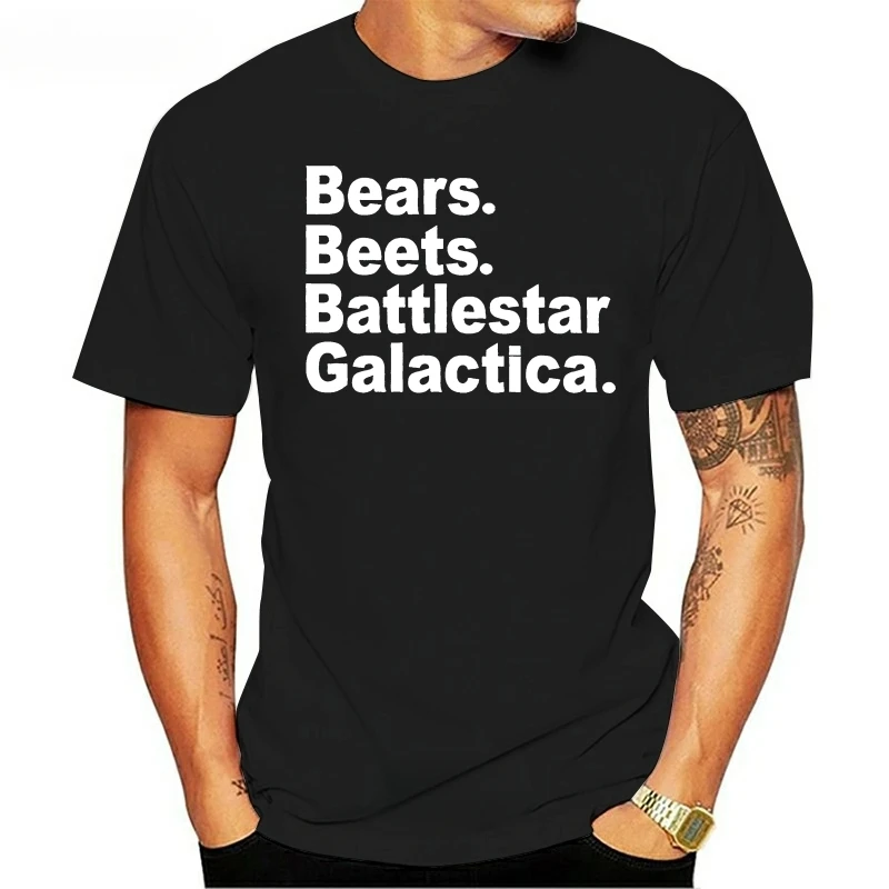 

Bears Beets Battlestar Galactica Letter Print Summer Style Tops Fashion Clothing The Office Tv Show Mens Shirt anime clothes