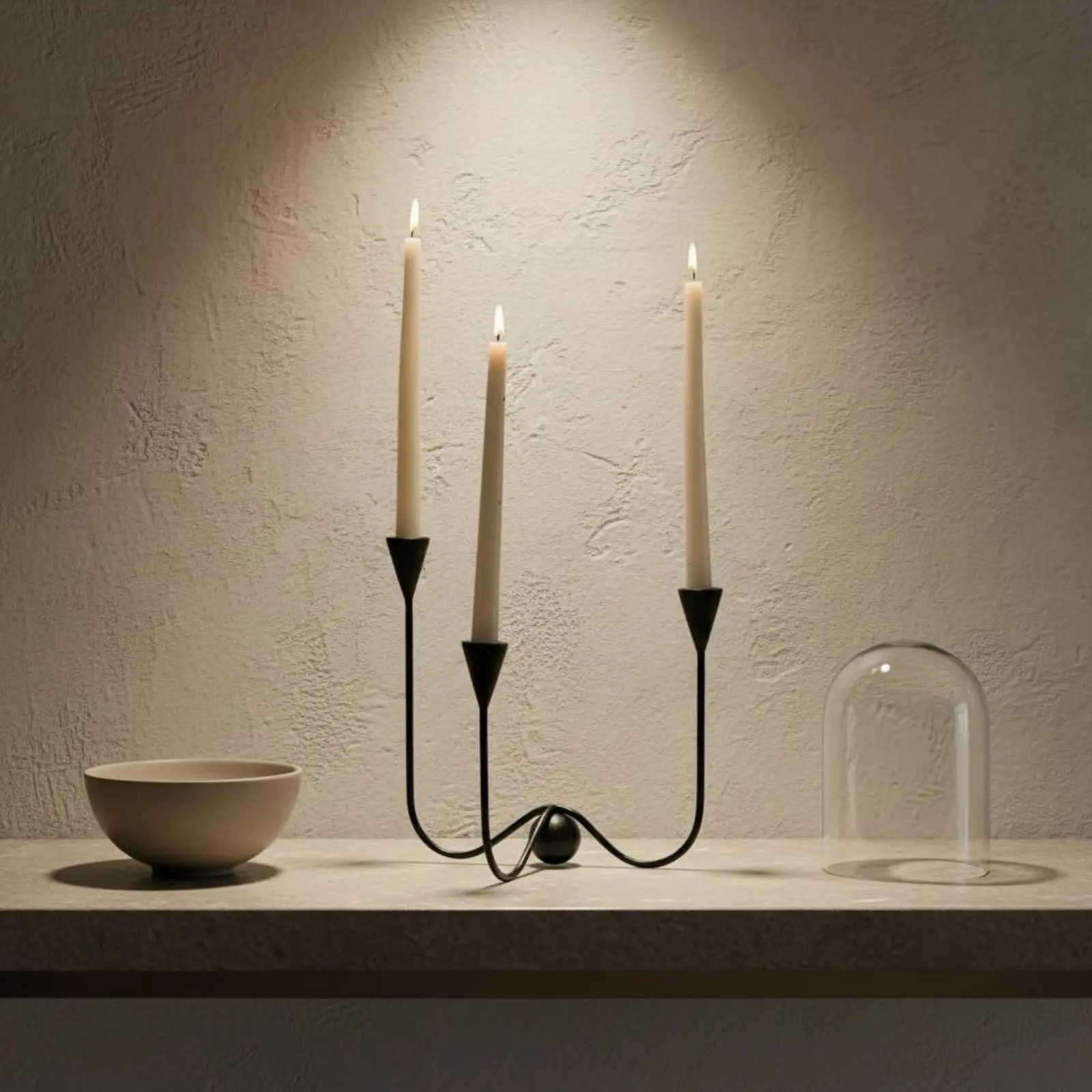 Minimalist Iron Candelabra Light Luxury Black 3-Arm Candle Holder Nordic Black Candle Stand Stable Construction for Dining Table view 3