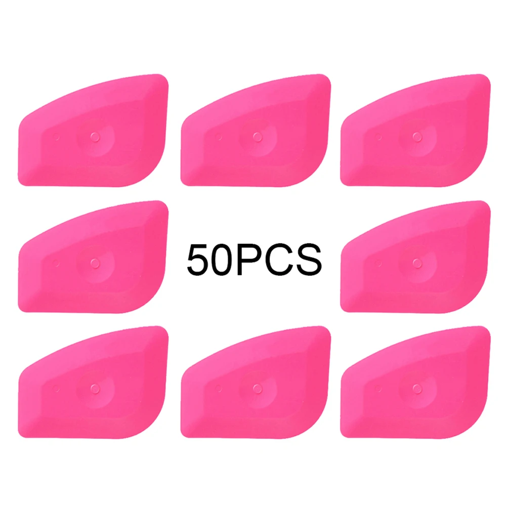 50pcs Multilateral Mini Pink Blue Vinyl Squeegee Scraper Car Stickers Home Office Window Film Installation Tint Tools 50A25