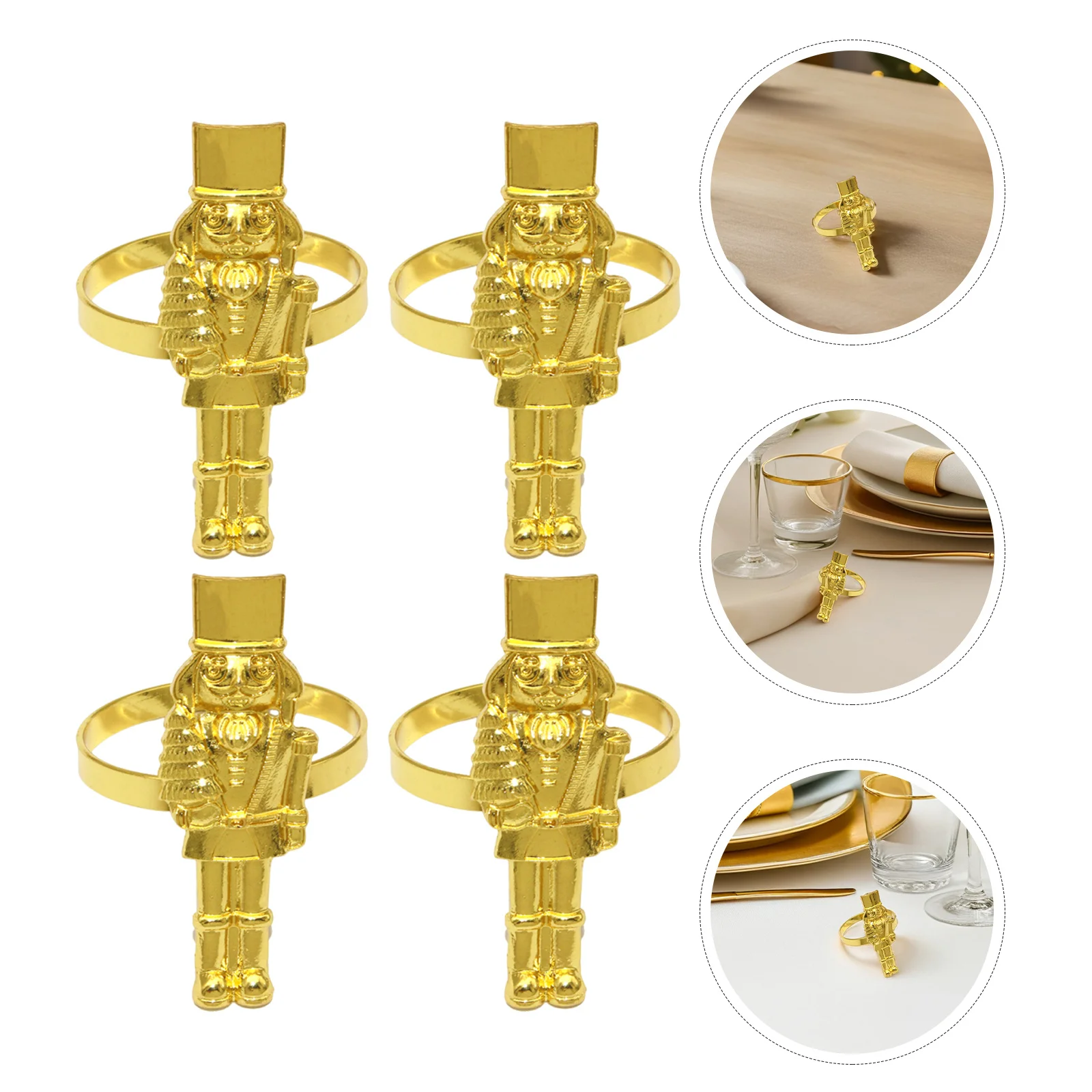 

4 Pcs Metal Napkin Ring Holders Modern Hotel Living Home Rings Christmas Soldier Decor Buckle Tableware