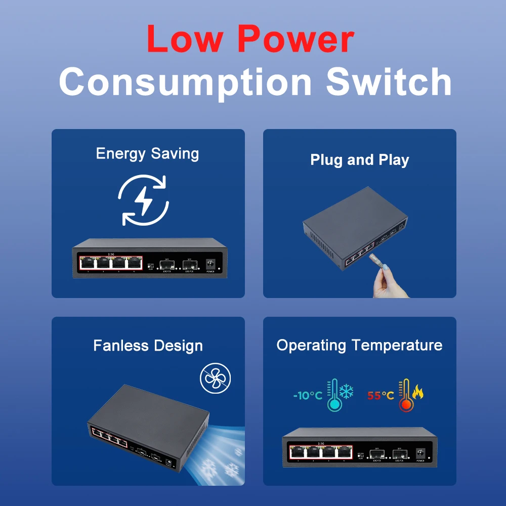 Imagem -06 - Kuwfi-poe Switch de Rede com Porta Sfp Mdi Mdix Vlan para Câmera ip Cctv Ieee802.3af at 2.5g Port 10g