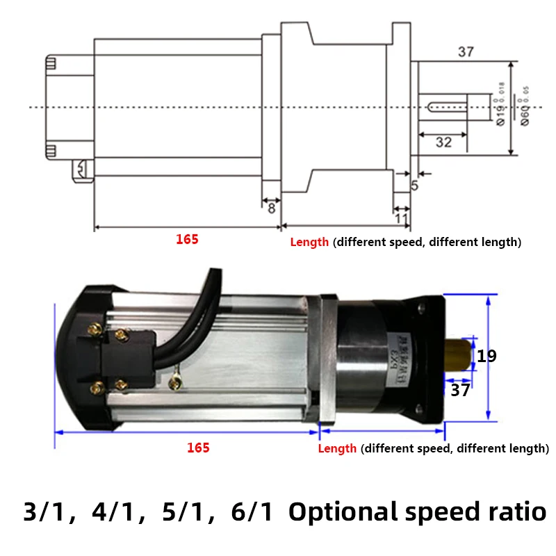 110V 1000W Low Speed Brushless Motor with Driver 80mm Brushless Motor Speed Ratio3/4/5/6/10/20/30 Planetary Gearbox Reducer Kits