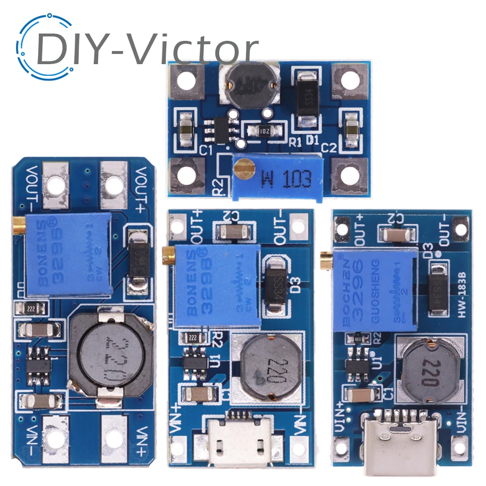 DC-DC Step-Up Power Module Micro TYPE-C USB Input Voltage Converter 2A Boost Pressure Plate Adjustable SX1308 MT3608 For Arduino