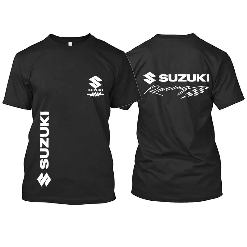 Suzuki Racing Logo Motorcycle Team Competition Men's Summer Women's Outdoor Street Leisure Couple Pure Cotton T-shirt