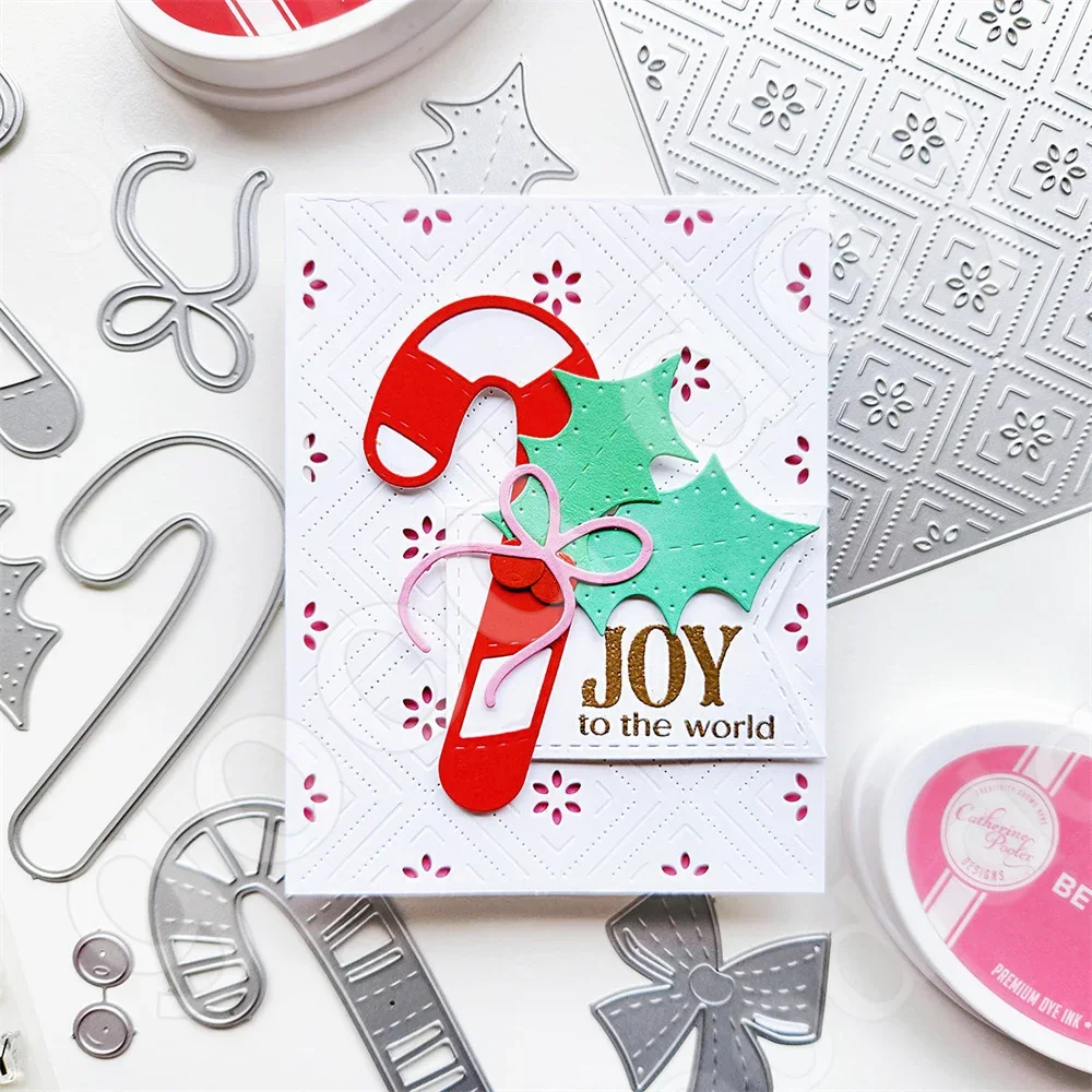 New Christmas Candy Crackers Holiday Joyful Messages Metal Cutting Dies Stamps Stencils and Hot Foil DIY Holiday Greeting Cards