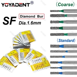 10pcs/Pack SF Type Dental Diamond Burs Dentistry Drills Dental Bur For High Speed Turbines Dentist Accessories Dia.1.6mm
