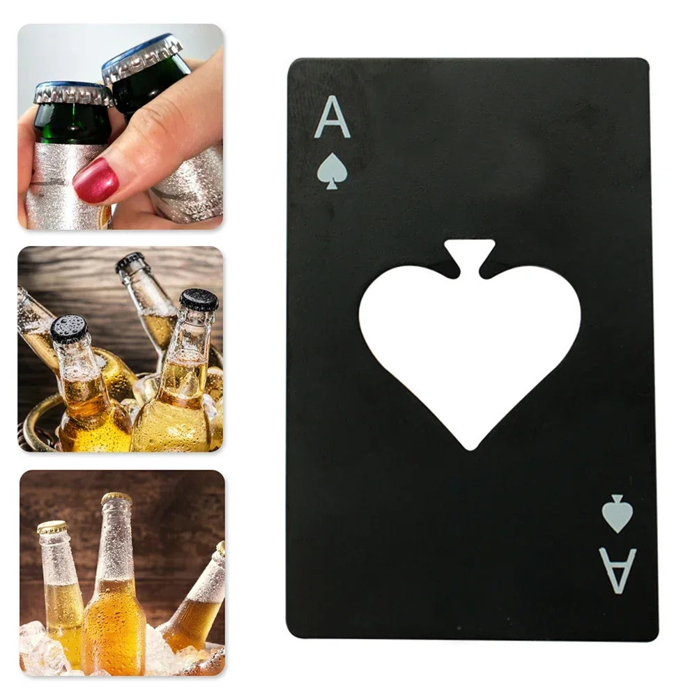 Creative Beer Bottle Opener Stainless Steel Sheet Portable Wallet-in Spade A Poker-shape Bar/Club/Kitchen Gadgets EDC Gift 8.5cm