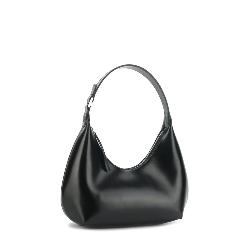 2023 Spring New Fashion Genuine Leather Moon Women's Handbag Solid Crescent Underarm Bags Single Shoulder Cowhide Bag