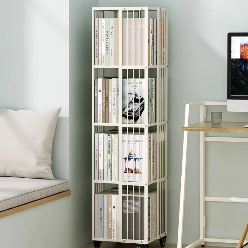 Multilayer Corner Bookcases Wheel Household Removable Rotatable Large Capacity Living Room Bookcases Floor Type Home Furniture
