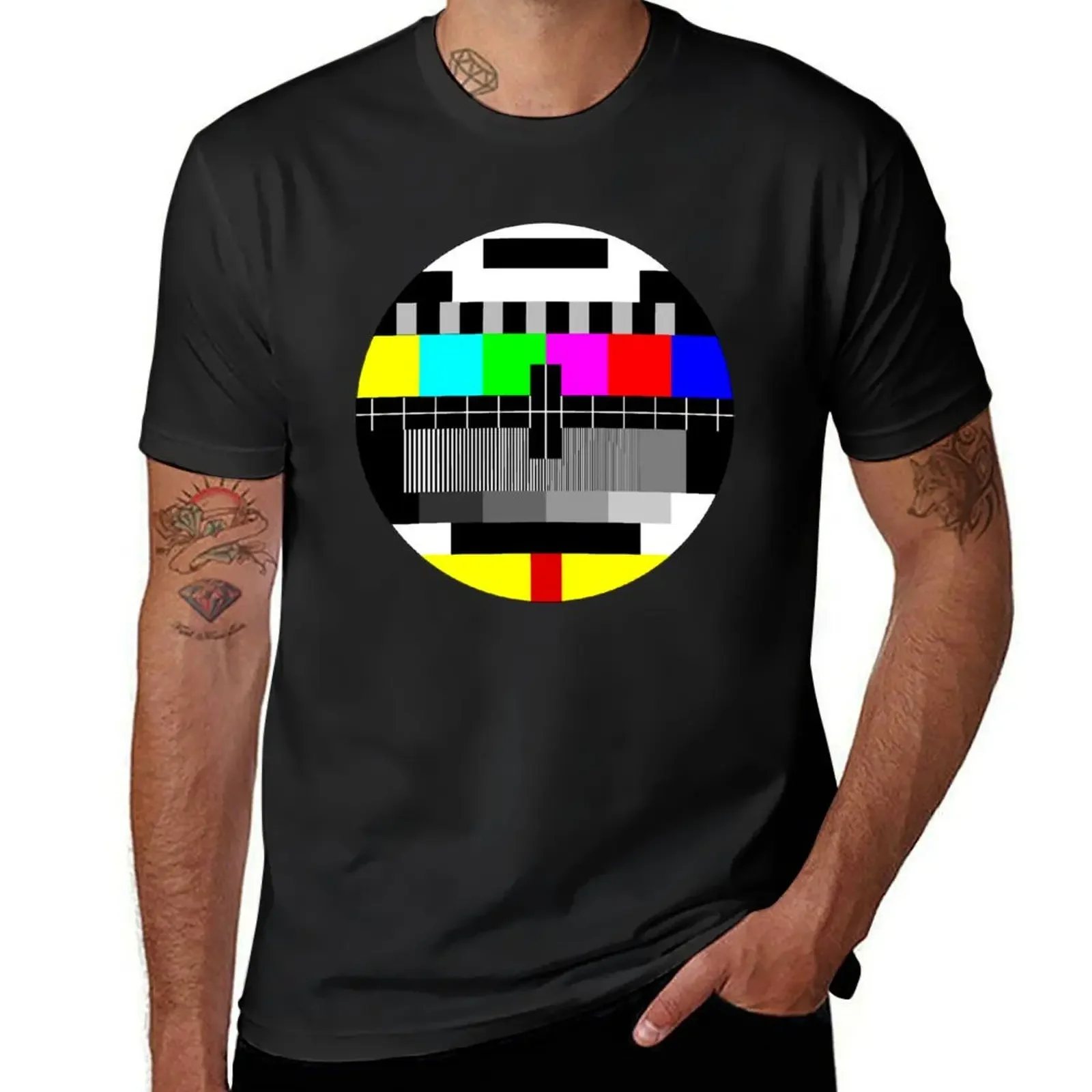 90's TV Test pattern T-Shirt blacks sweat custom t shirt anime shirts men