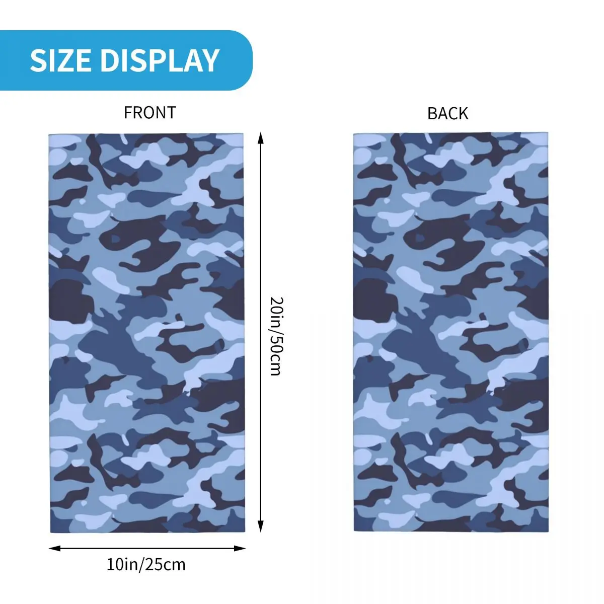 Custom Blue Morden Camouflage Style Camo Neck Gaiter Women Men UV Face Shield Winter Bandana Scarf for Ski