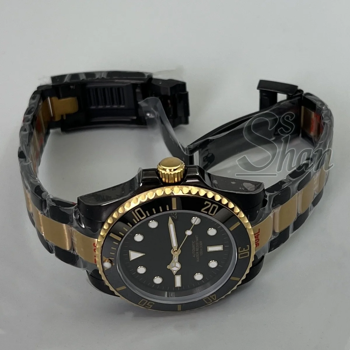 NH35 PT5000 40mm ツートンゴールド メンズ高級ダイビングウォッチ サファイアガラス セラミックベゼル ステンレススチールブレスレット 防水