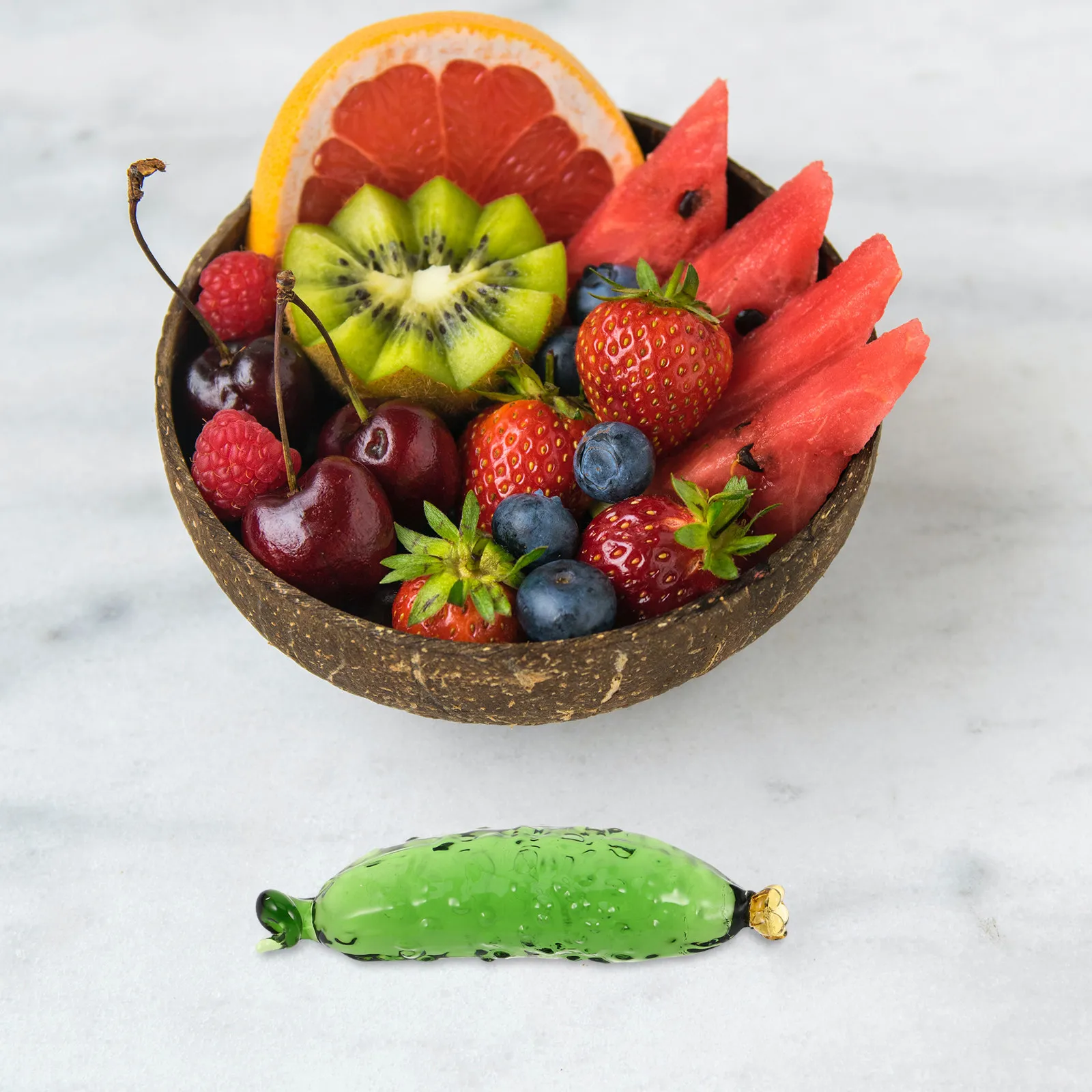 Glass Cucumber Statue – Lifelike Minimalist Home Decor for Tabletop, Kitchen, Office, European Style Centerpiece
