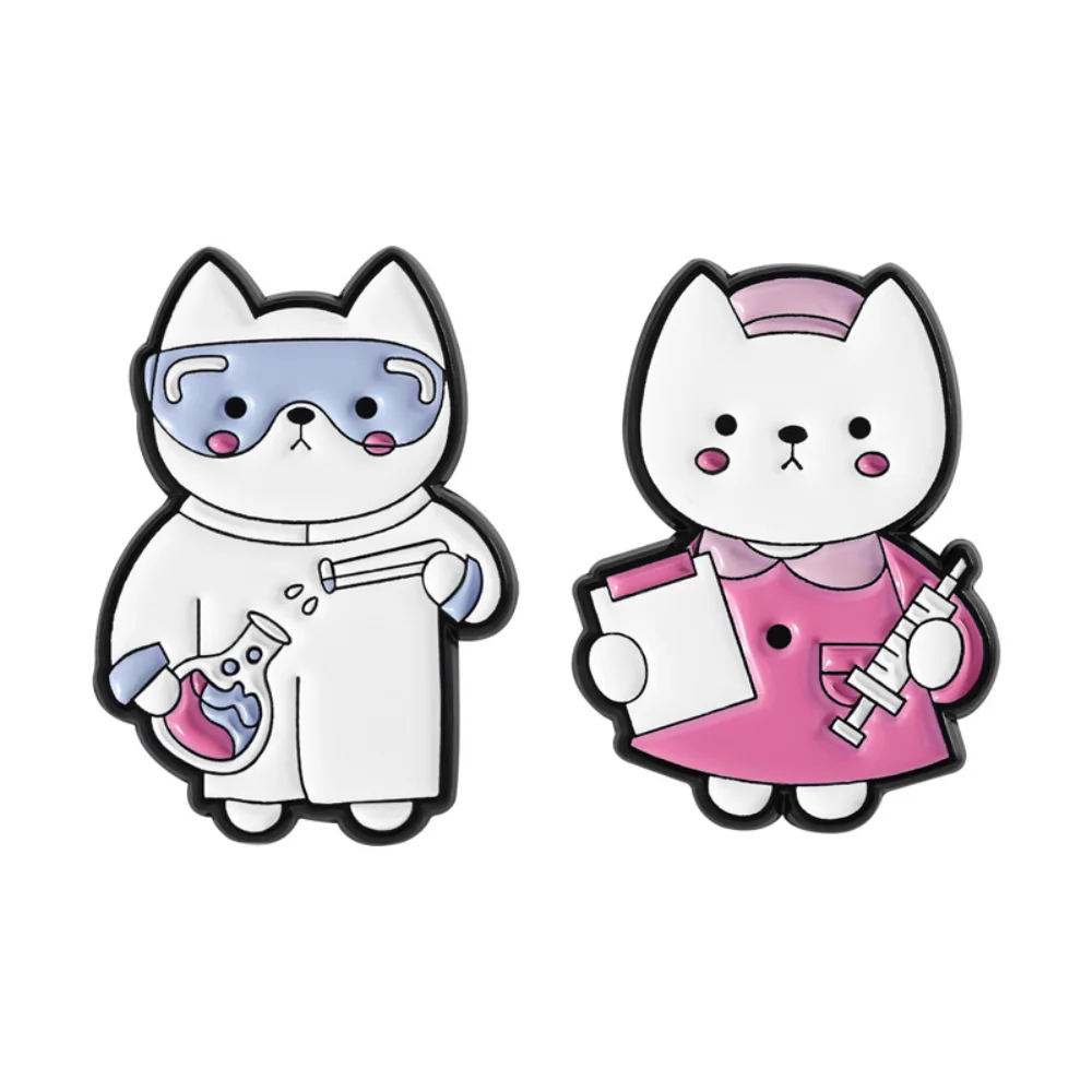 Medical Lab Images - Broche chat mignon pour infirmière, ouvrier