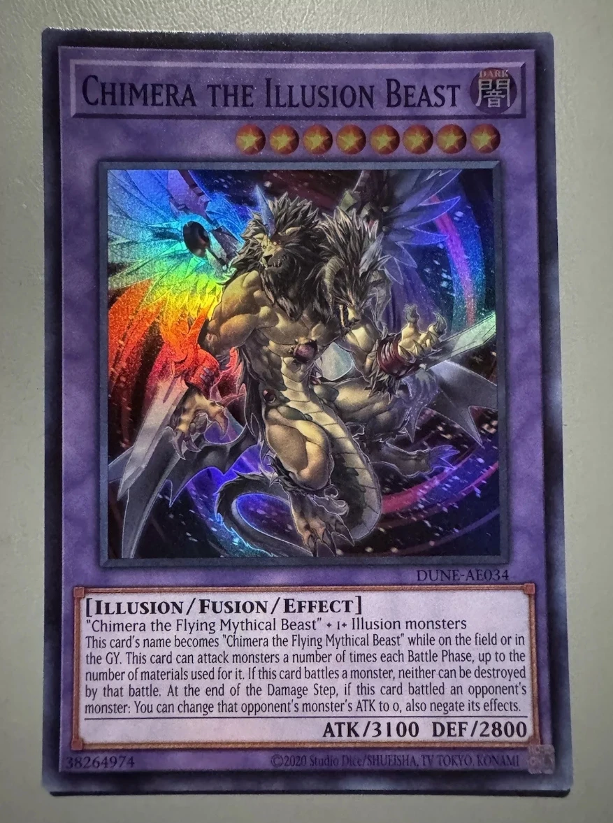 

Yugioh KONAMI Duel Monsters DUNE-AE034 Chimera the Illusion Beast Ultra Rare Asian English Collection Mint Card