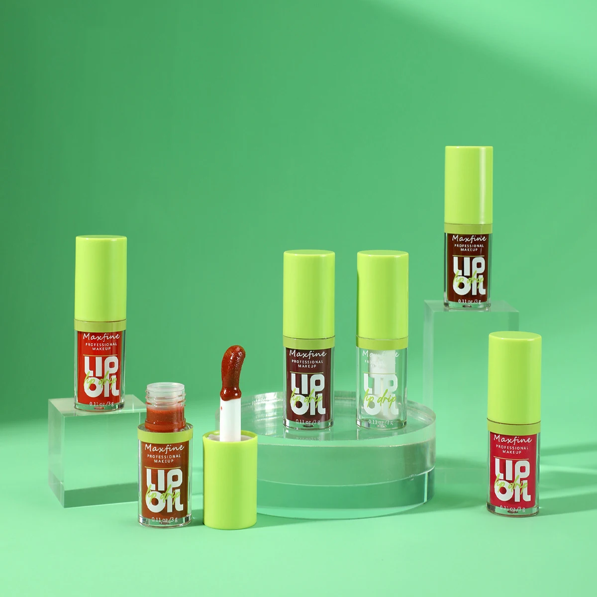 Lip Gloss Waterproof Long-term Moisturizing Non-stick Cup Non-fading Liquid Green Packaging Lip Gloss Cosmetics