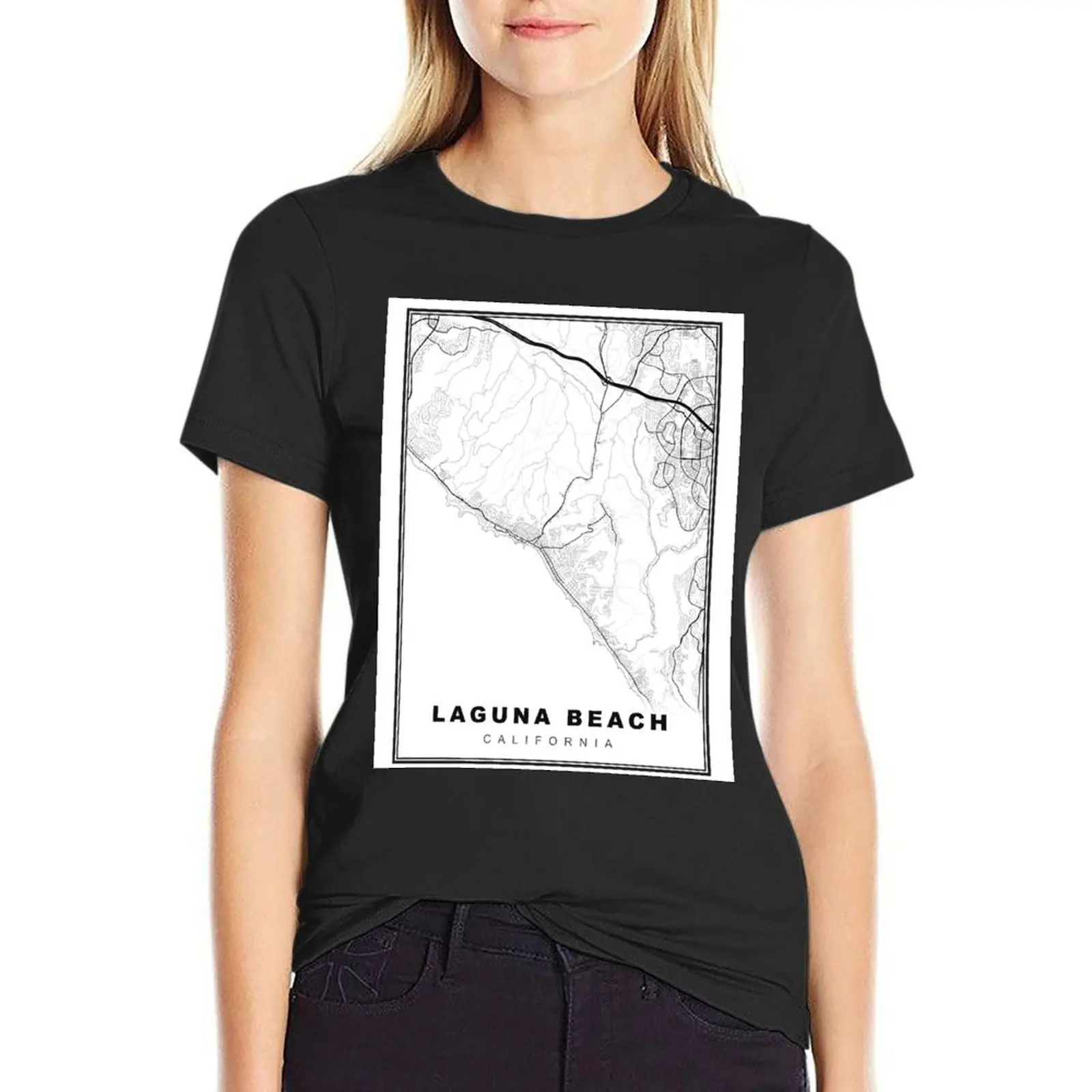 Laguna Beach Map T-Shirt plus sizes hippie clothes blacks female clothes for woman