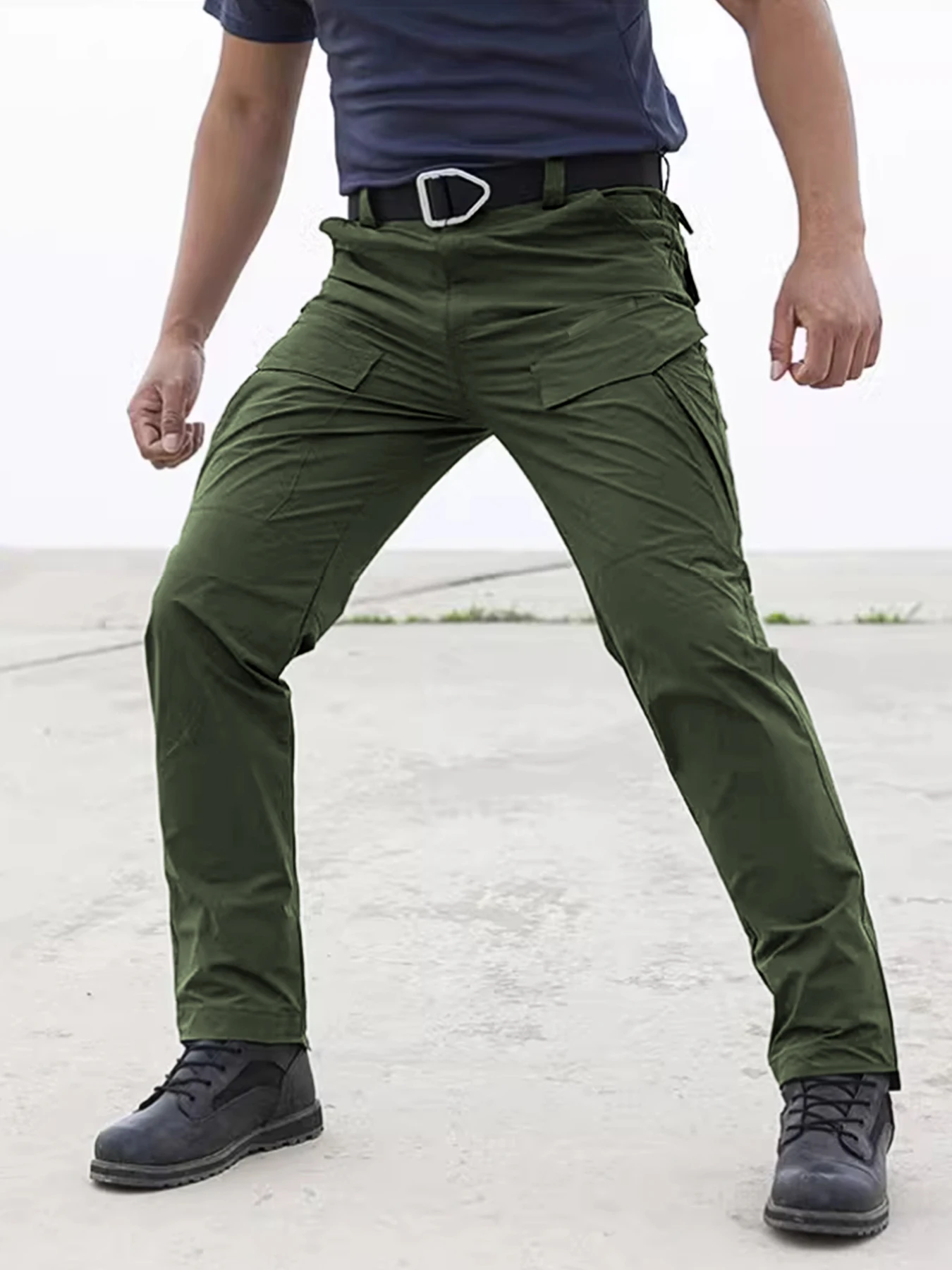

Medium high waist loose straight leg motorcycle casual pants, wide leg casual pants, men's spring and summer new style, multi po