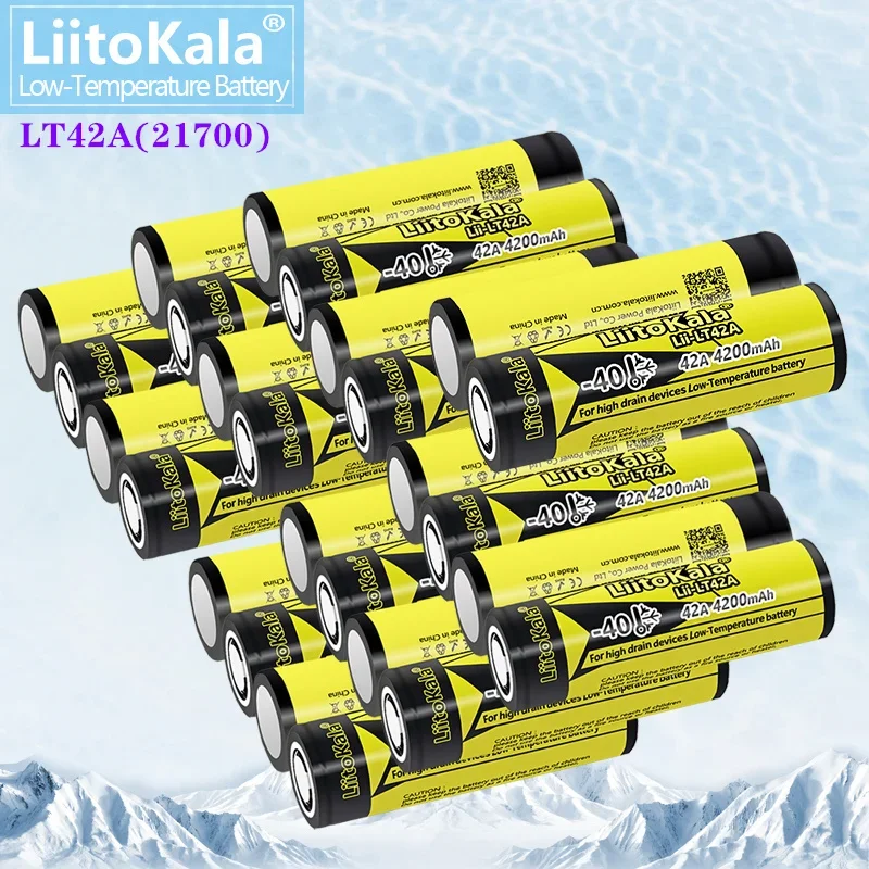 

26PCS LiitoKala Lii-LT42A 3.7V 4200mAh 21700 Battery 42A Power 10C Discharge Ternary Lithium Batteries DIY Electric Bicycle