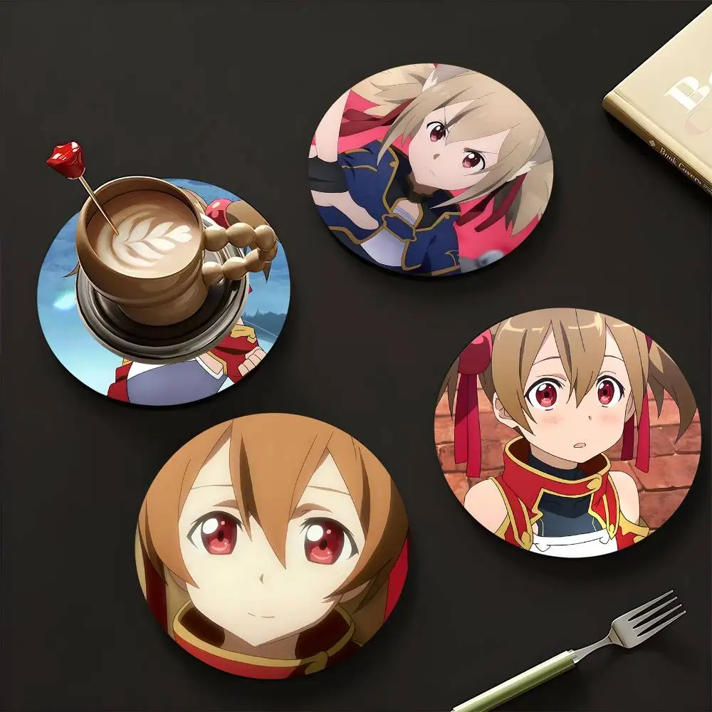 1pc Silica Sword Art Online Wooden Coaster Colour Printing Cup Mat Home Desk Decoration Gifts
