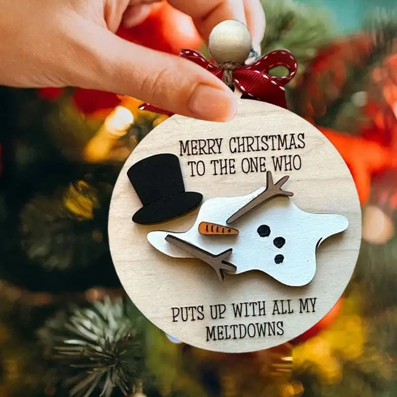 Christmas Tree Wooden Pendants Wooden Friendship Round Christmas Tree Ornaments Friend Present Bestie Cute Christmas Ornaments