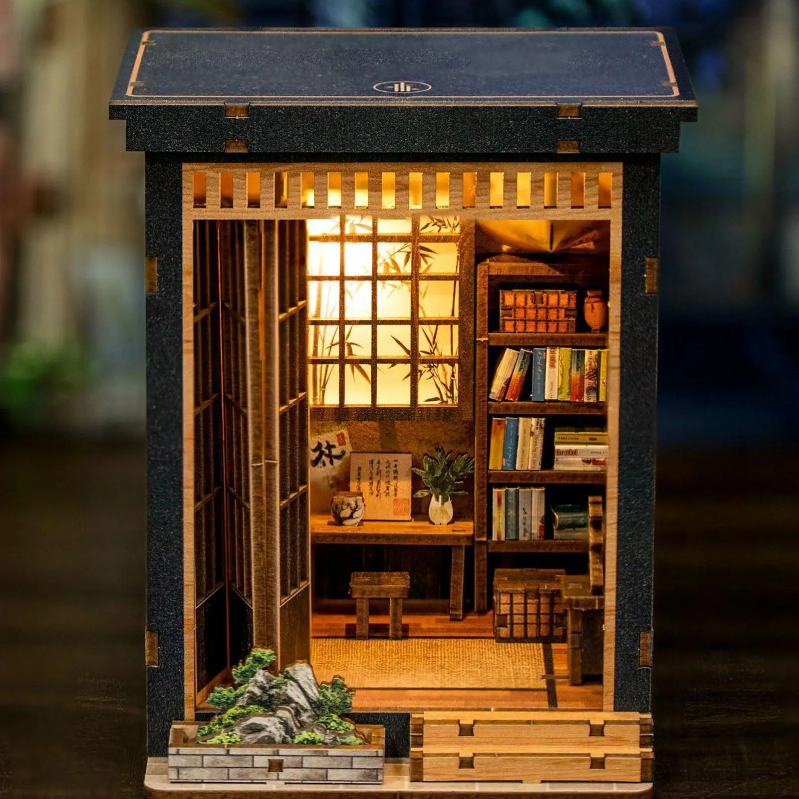 미니 하우스 빌딩 키트 목재 일본식 데스크탑 장식 미니 인형 집 세트 성인 수집가를위한 휴일 생일 가족