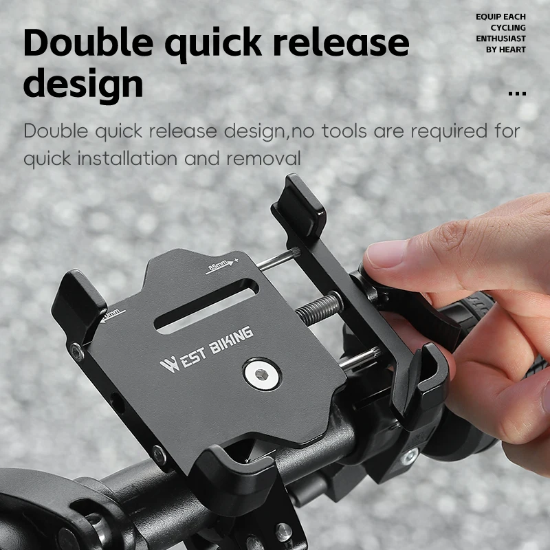 WEST BIKING Bicycle Phone Holder Non-slip Stable Bike Phone Stand Adjustable Aluminum Alloy Motor Bike Handlebar Phone Bracket