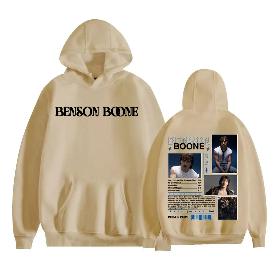 Benson Boone الأمريكية جولة القلب غطاء هوديس الرجال Harajuku الهيب هوب الشرير نمط بلوزات عادية الصوف طويلة الأكمام البلوفرات