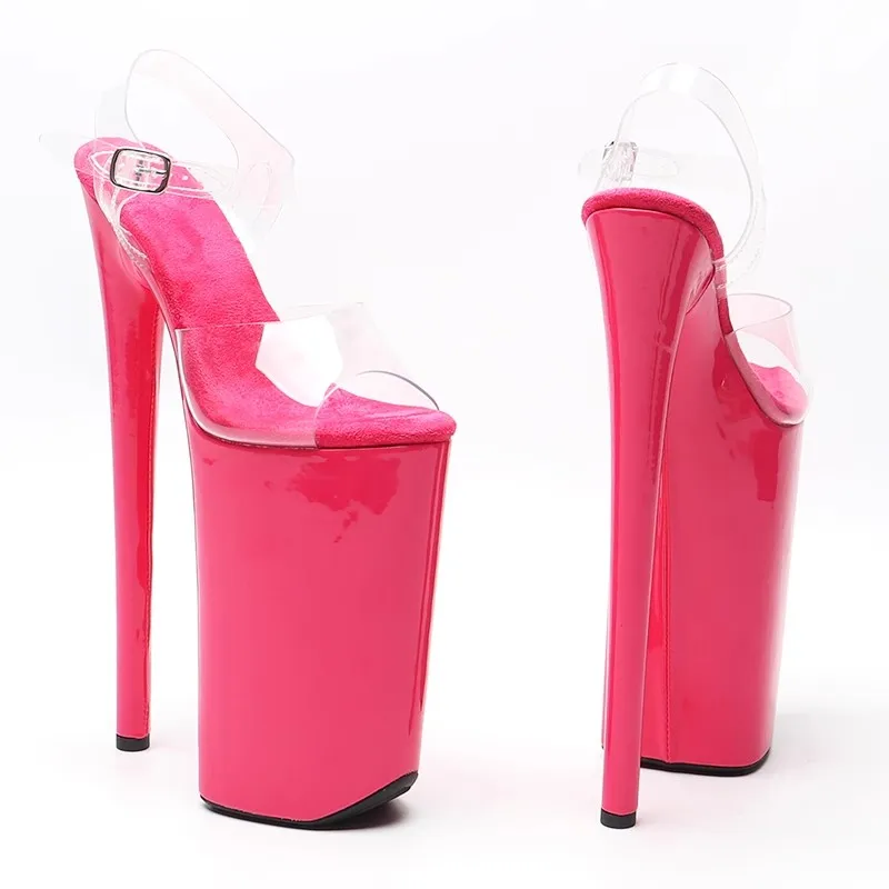 LAIJIANJINXIA New 26CM/10inches PVC Upper Sexy Exotic High Heel Platform Party Sandals Pole Dance Shoes Model Shows Sandals 008