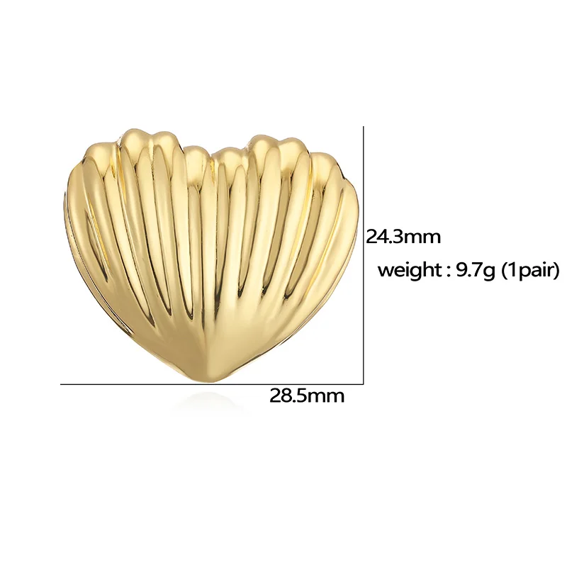 HECHENG,Glossy Conch Heart Geometric Patterns Fashion Hip Hop Punk Women\'s Earrings Glamour Vintage Jewellery 1 pair