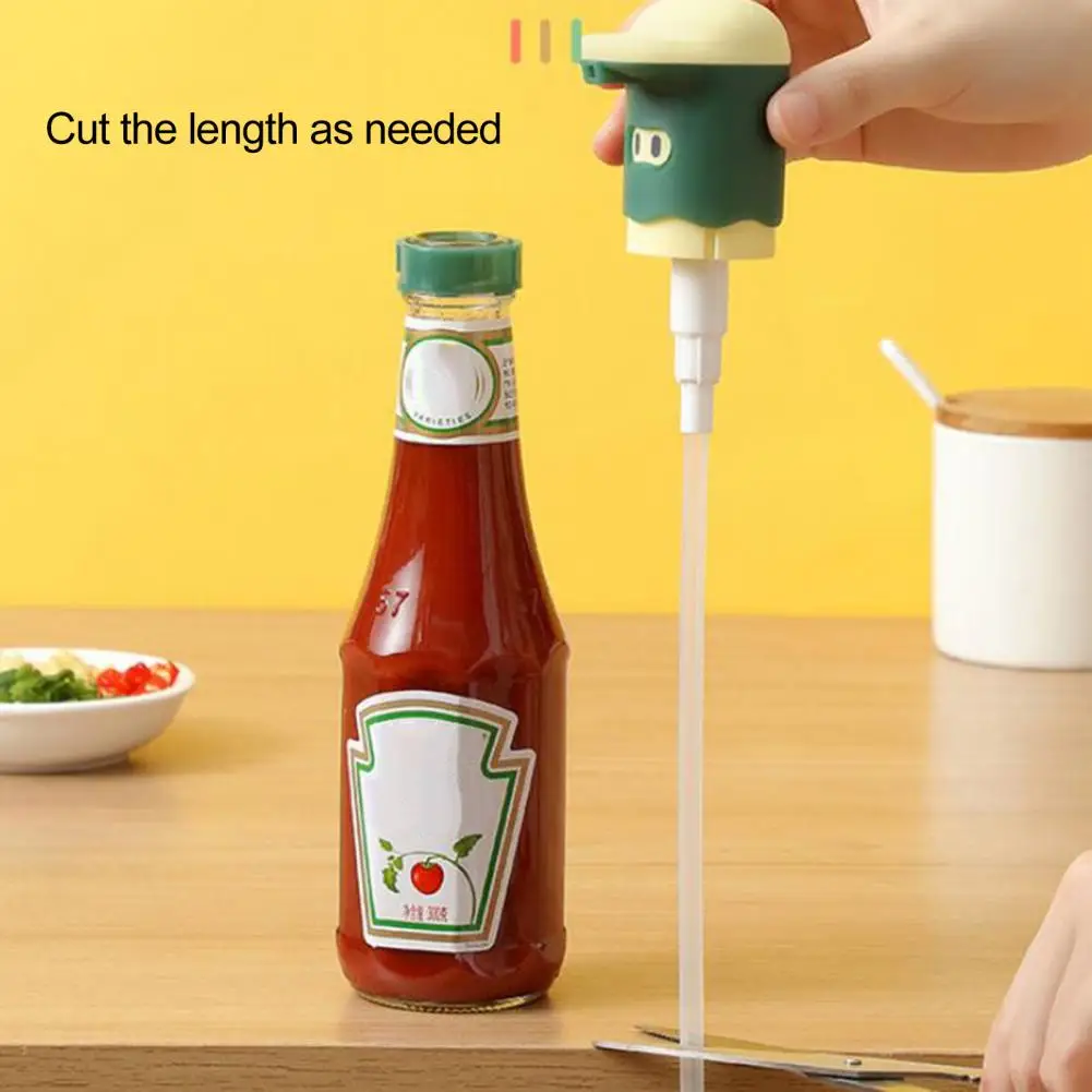 1 Set Tomato Oyster Sauce Dispenser Pump Universal Precise Quantification Cartoon Tightly Seal Dispenser Pump Kitchen Gadget
