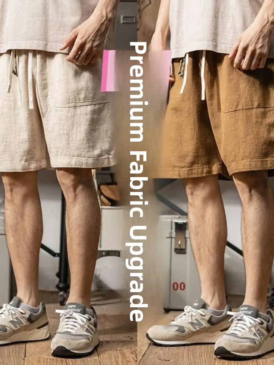 American Casual Cotton Linen Workwear Shorts Men Loose Vintage Straight Leg Summer Thin Comfortable Breathable mid Waist Pants
