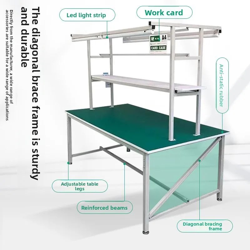 YJQ anti-static single-double-sided worktable production workshop simple operation table maintenance platform with light stand