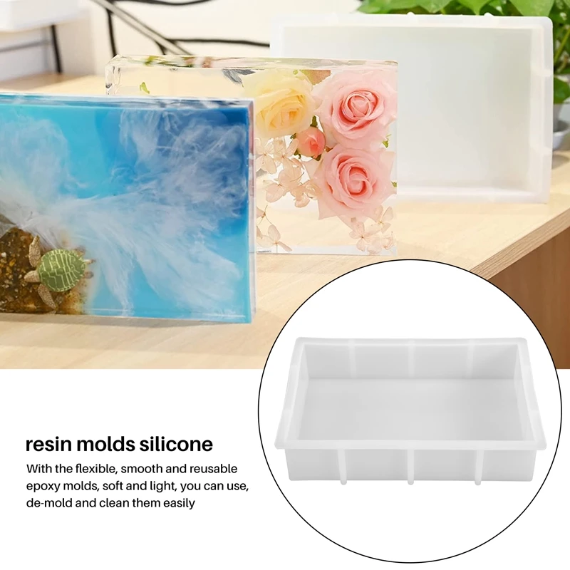 Moldes de silicona rectangulares para fundición de resina, moldes de resina epoxi grandes para Preservación de flores, manualidades de resina