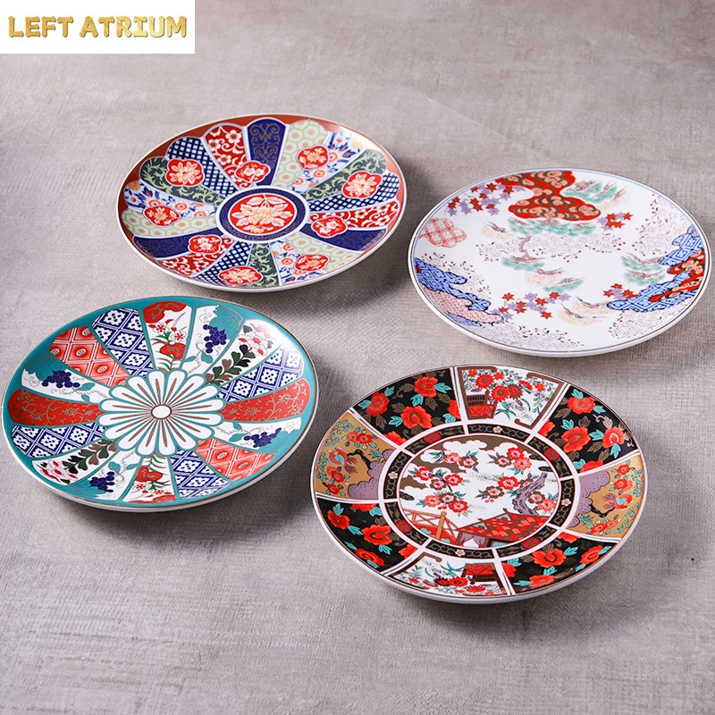 couverts-en-ceramique-creatifs-japonais-de-8-pouces-autocollant-a-la-main-assiette-a-dessert-ronde-et-plate-hotel-restaurant-cuisine-retro-assiette-sashimi