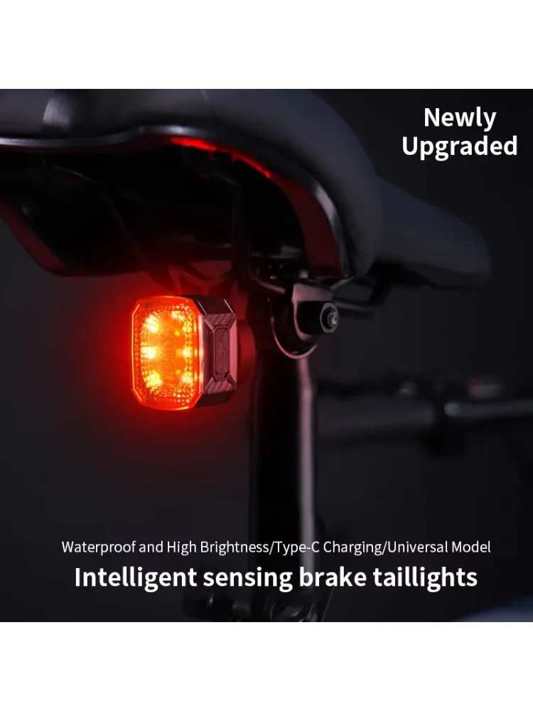 AliExpress NONE Waterproof Smart Brake Bicycle Taillight Type-C Rechargeable Road Bicycle Warning Light 6 Modes MTB Rear Light Bicycle Light
