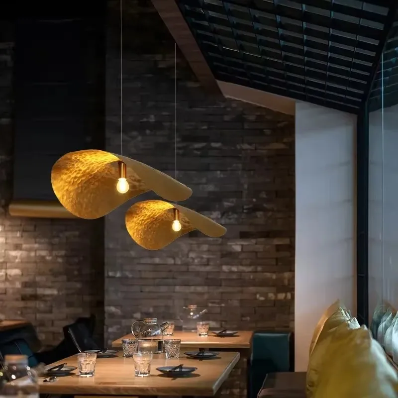 Light luxury all copper lotus leaf pendant light designer restaurant, coffee shop, library, exhibition hall ceiling chandelier