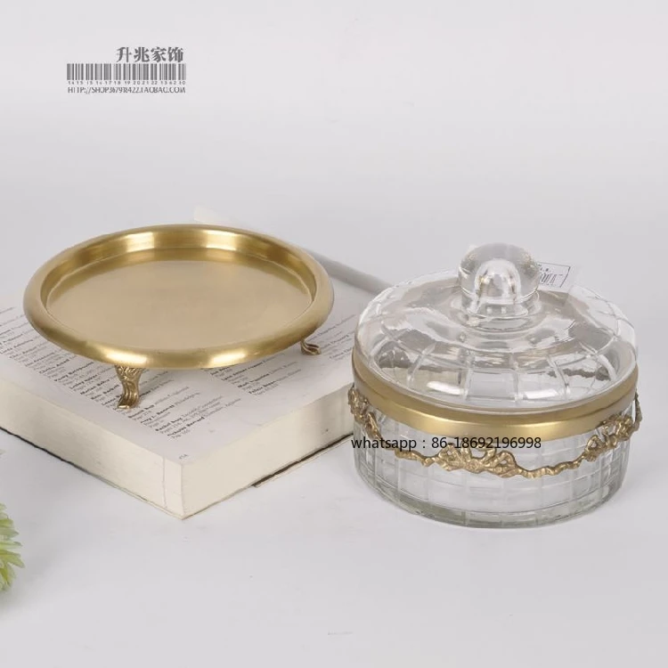 Nordic American Luxury Crystal Glass Sugar Jar, Copper and Glass Home Decoration Storage Jar Nuts Imported From India