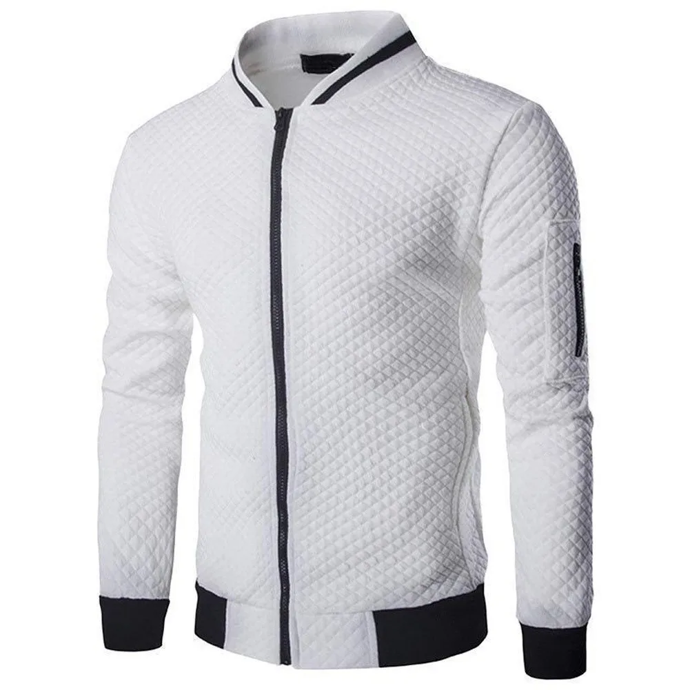 For Everyday Casual Men Zipper Sweatshirt Stand Collar Tops Winter Outdoor Men Jacket Jacket Four Seasons Use Polyester Fabric
