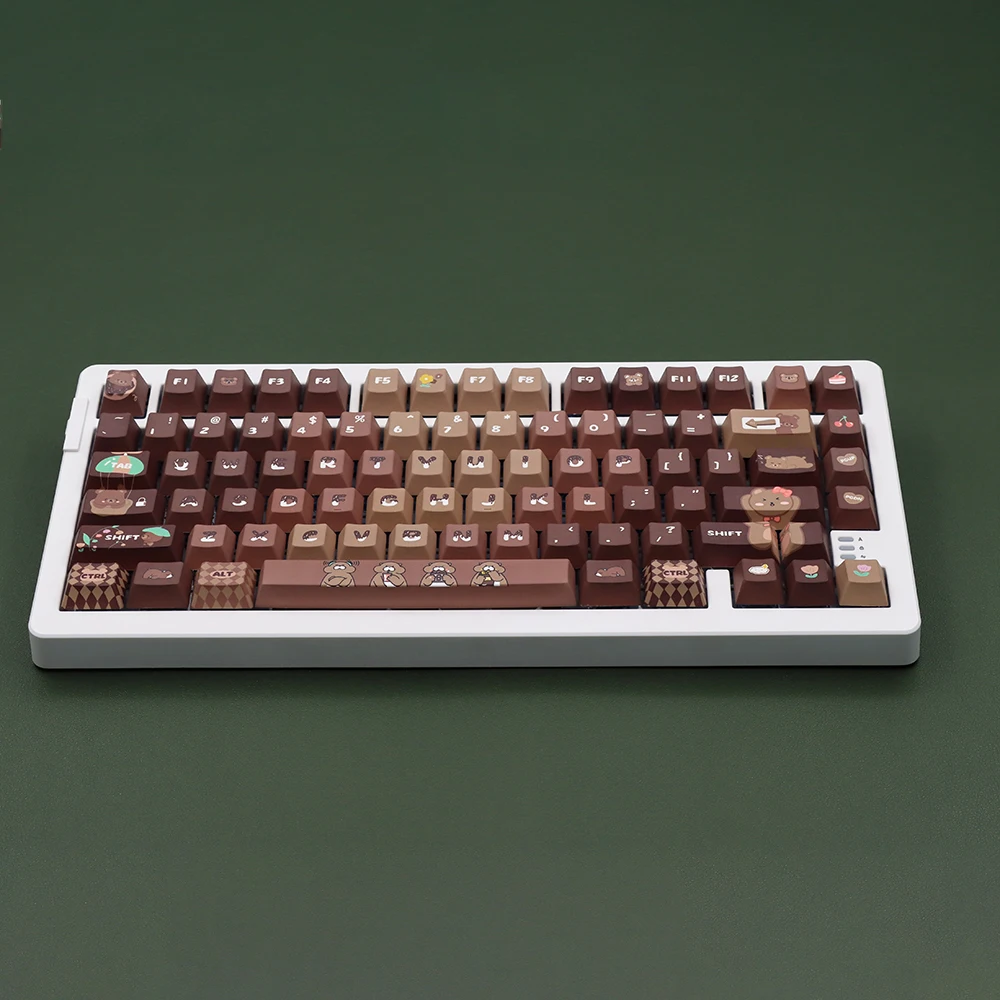 Geluksbeer Bruine Geleidelijke Keycap Voor Kersen Profiel Pbt Materiaal Retro Stijl Toetsenbord 139/151 Toetsen Schattige En Vintage Keycaps
