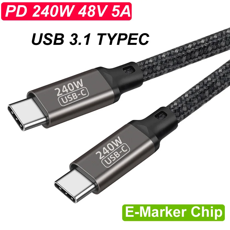 

USB 3.1 PD 240W PD100W Type C Cable 48V 5A For PS5 Nintendo Switch MacBook USB C QC4.0 VOOC Warp SCP Fast Charging Cable Laptop